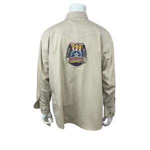 Wrangler 2007 National Finals Rodeo NFR Western Cowboy Shirt Mens 3XL Tan L/S